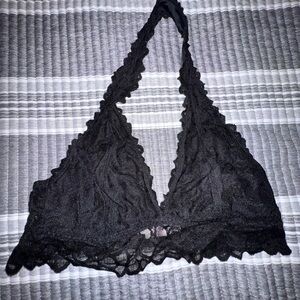 PINK Victoria's Secret Black Lace Halter Bralette